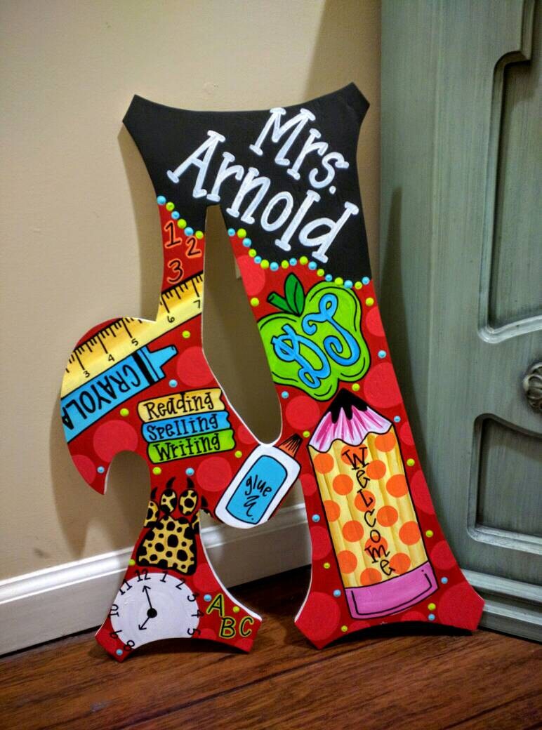 Large Teacher School Door Hanger Letters