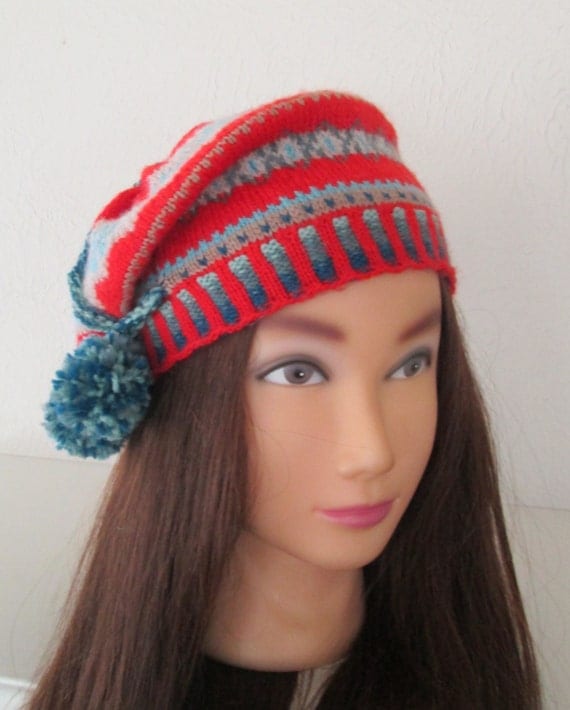 Beret Tam Hat Hand Knit Fairisle Vintage 1920s Style by ...