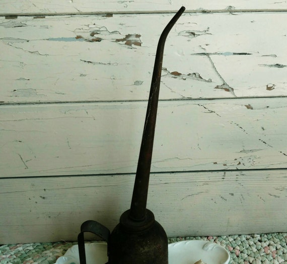 Industrial Antique Oil Can Vintage Old Metal Rustic Oil Can