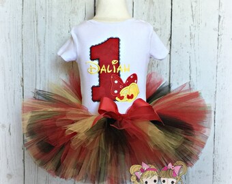 First birthday outfit - Mouse inspired birthday outfit - Girls 1st birthday - Yellow shoes - Red, black, and yellow tutu - custom embroidery
