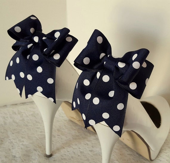 Polka Dot Bow Shoe ClipsWedding Shoe Clips Bridal by ShoeClipsOnly