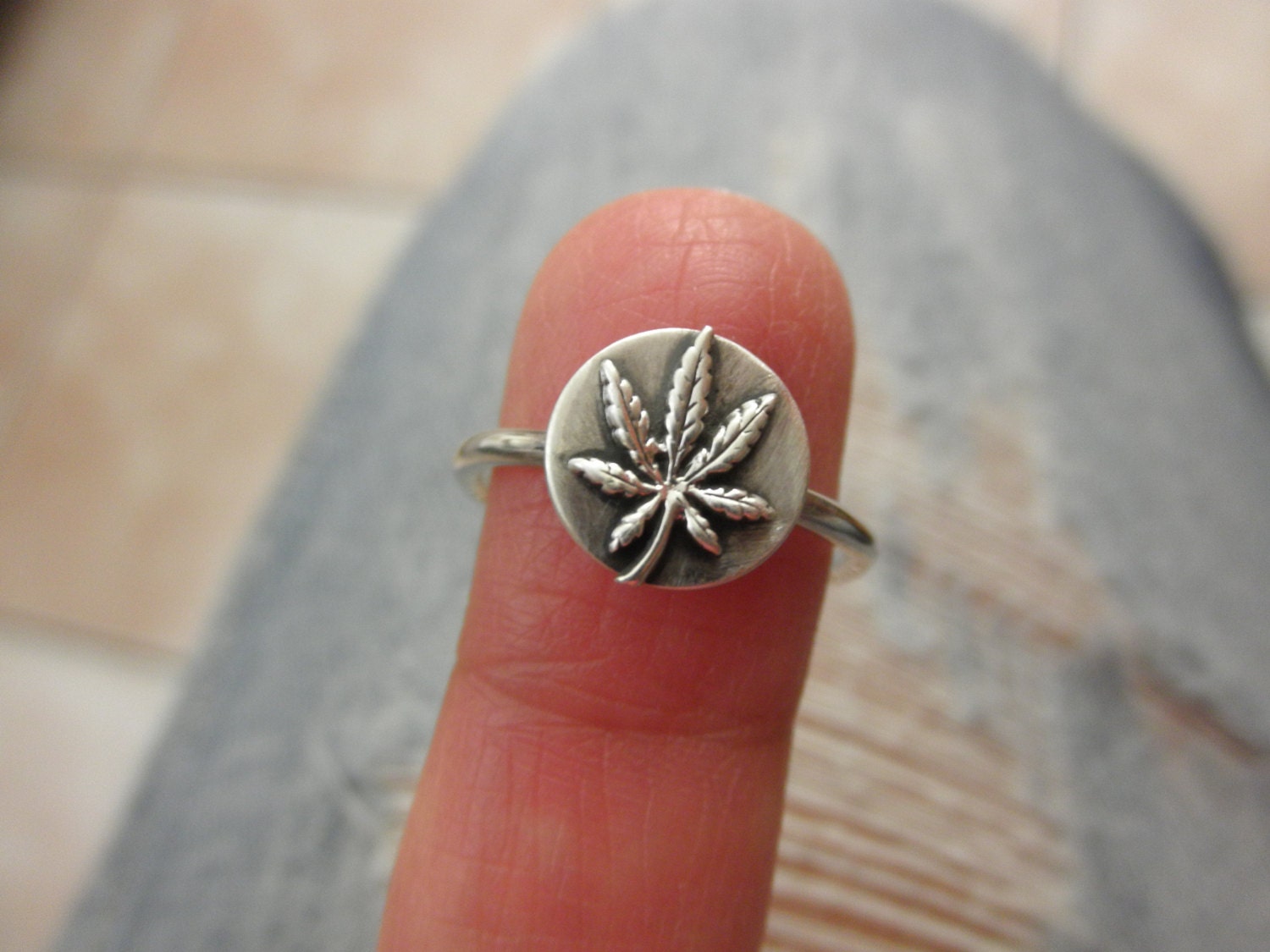 Cannabis ring sterling silver marijuana ringmarijuana