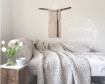 CROCHET PATTERN Chunky Blanket Throw Afghan Pattern The BIRCH Blanket