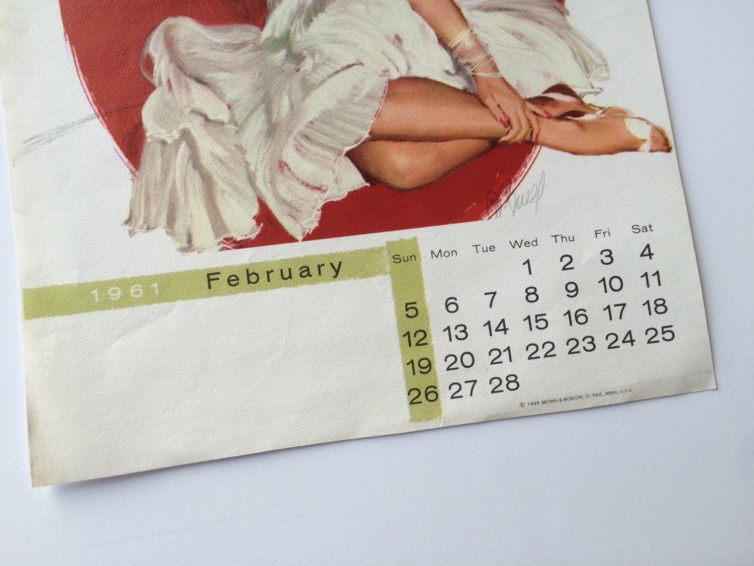1961 Buell Pin Up Art Calendar Page Buell's Beauties