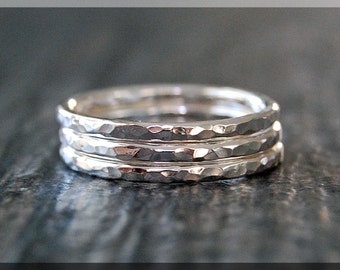 Delicate sterling silver stacking rings set of 5 polished
