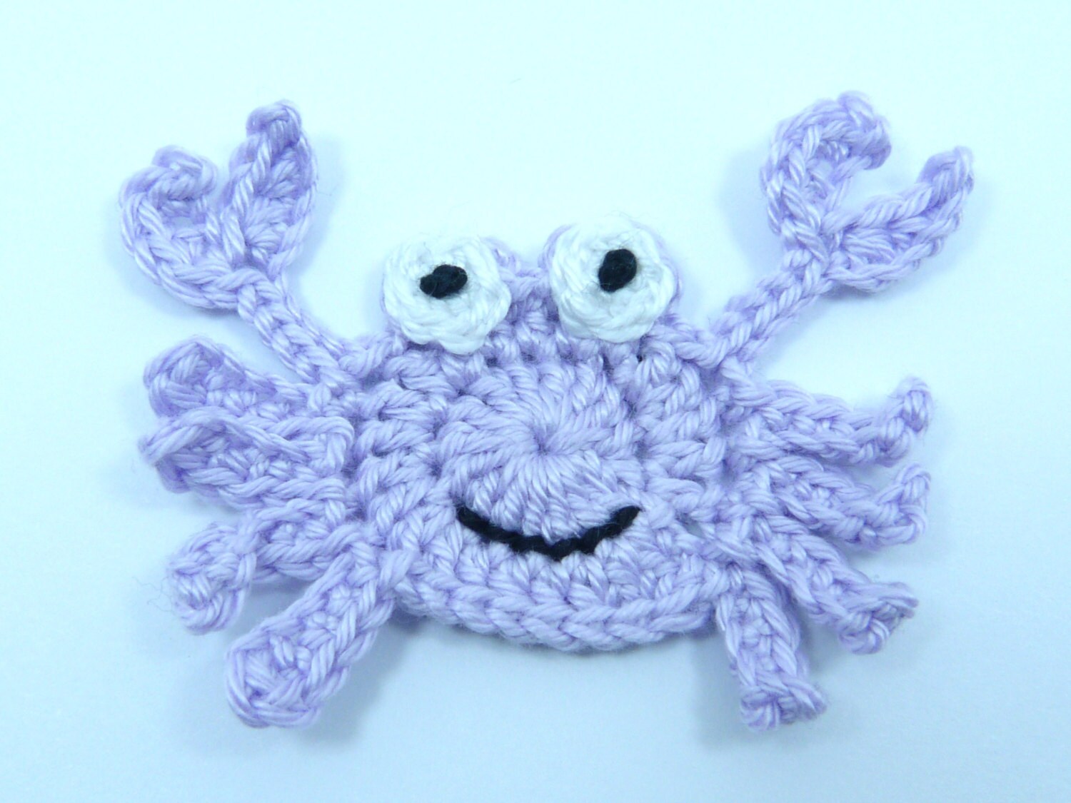 Sea life appliques Crochet appliques 1 lilac applique crab