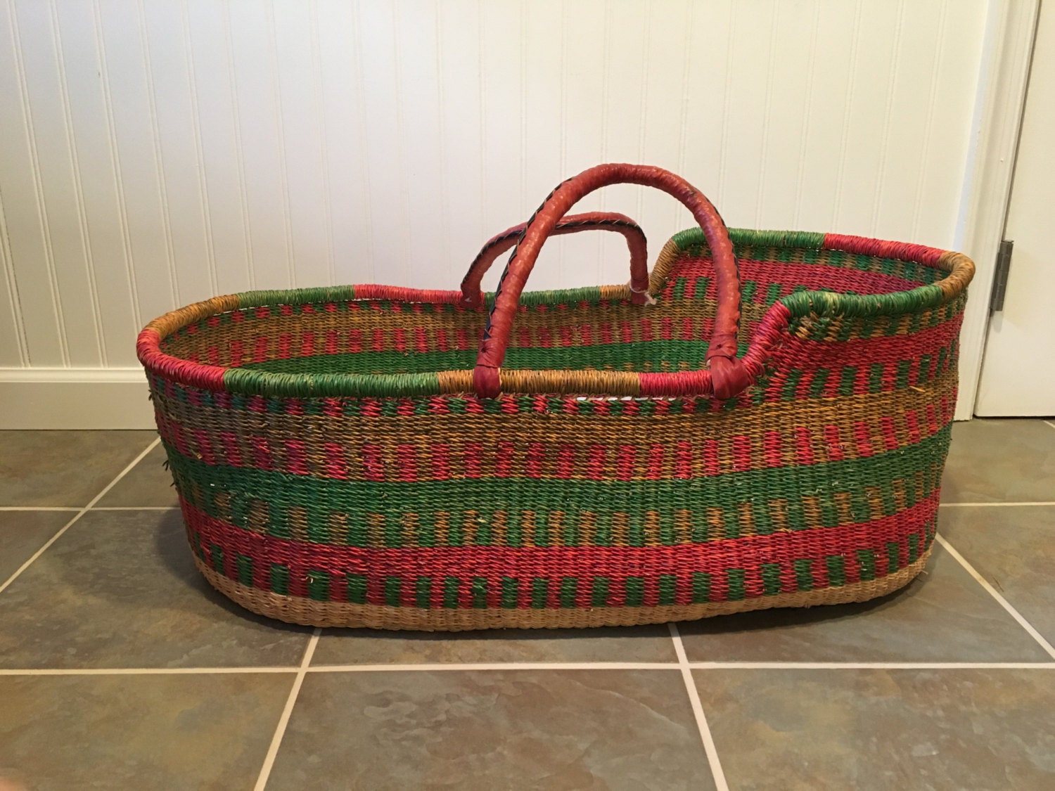 Handwoven Baby Moses Basket with custom pad and