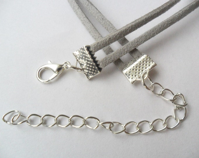 Double suede choker gray bohemian choker necklace faux suede double wrap choker necklace with a width of 3/8” inch
