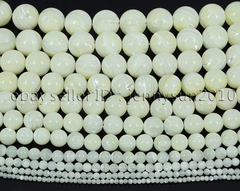 Natural White Mother Of Pearl MOP Shell Round Beads 15.5'' 2mm 3mm 4mm 6mm 8mm for Jewelry Making Crafts