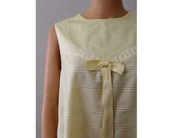 Night Baby Doll dress pale yellow cotton medium