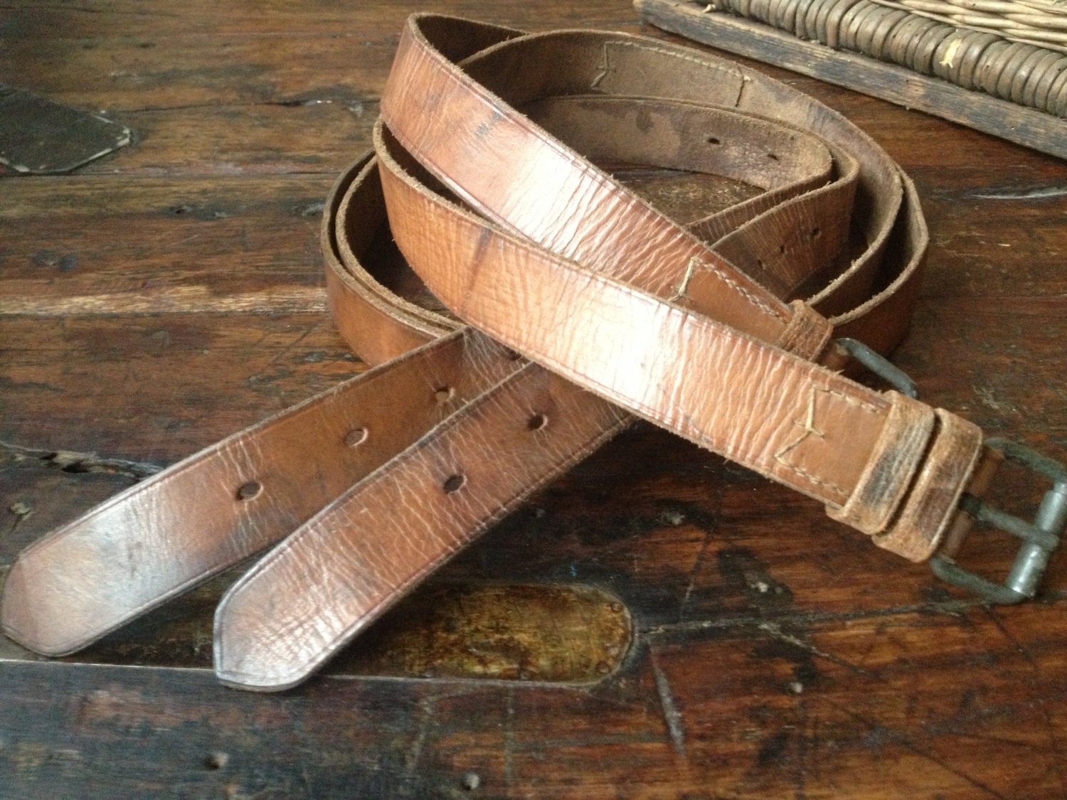 Edwardian Leather Luggage Straps Belts British Military Cargo