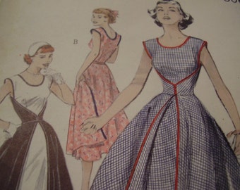 Vintage 1950's Butterick 6015 Wrap Dress Sewing Pattern, Size 14, Bust 32
