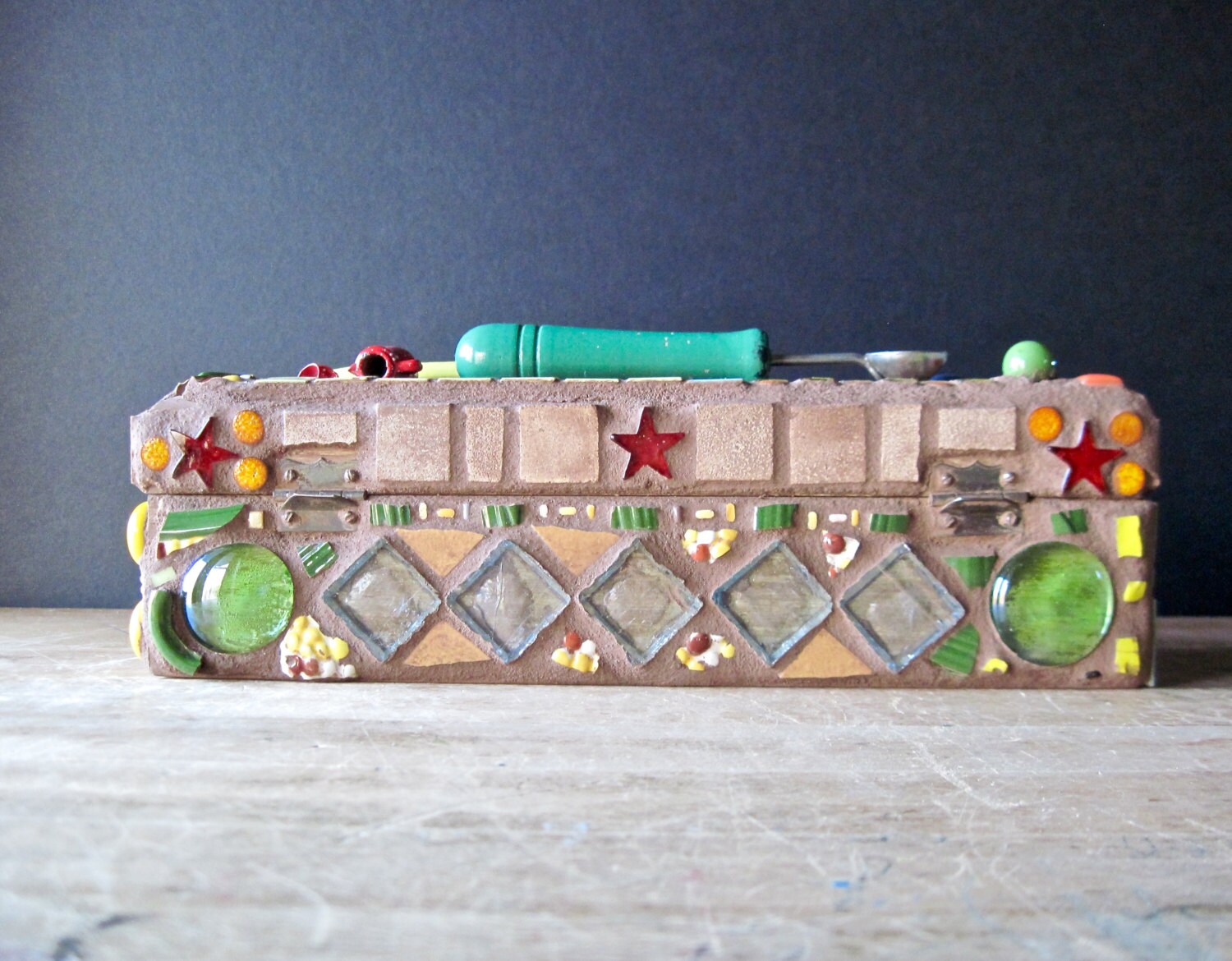 Farmhouse Kitchen Vintage Wood Box Mosaic Box Kitchen