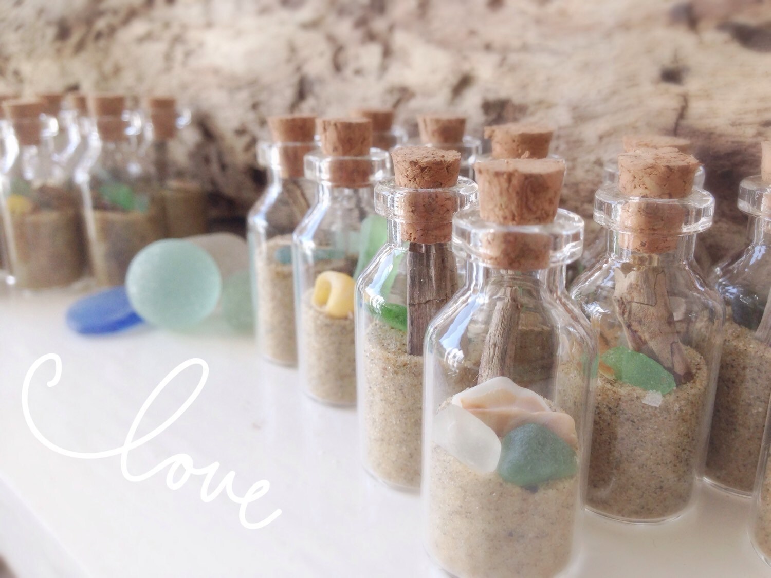 Beach Wedding Party Place Card Holders Mini Beach in a bottle