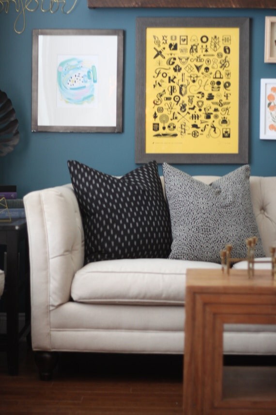 Black Geometric Pillow Cover Black White Decor by MotifPillows