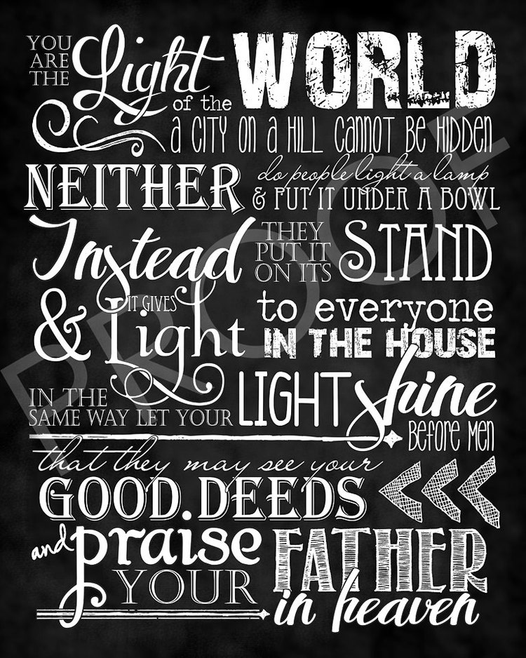 Scripture Art Matthew 5:14-16 Chalkboard by ToSuchAsTheseDesigns