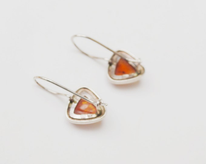 Amber Sterling Silver Drop Earrings - Poland - Amber gemstone