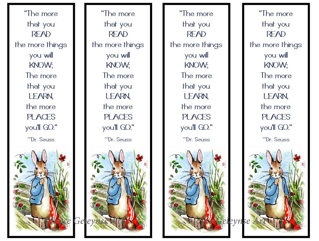 printable kids bookmarks peter rabbit original art after