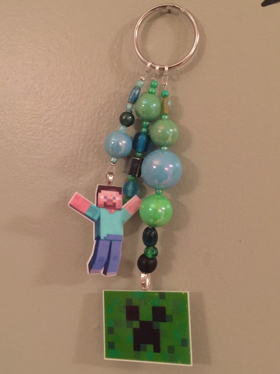Minecraft steve & creeper keychain Keychain/ purse by ChicCat