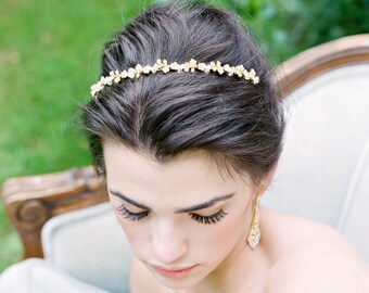 Crystal Thin Bridal Headband MINA Swarovski Bridal Tiara Thin Crystal Headband Silver Wedding Headband Gold Headband Silver Tiara Headband