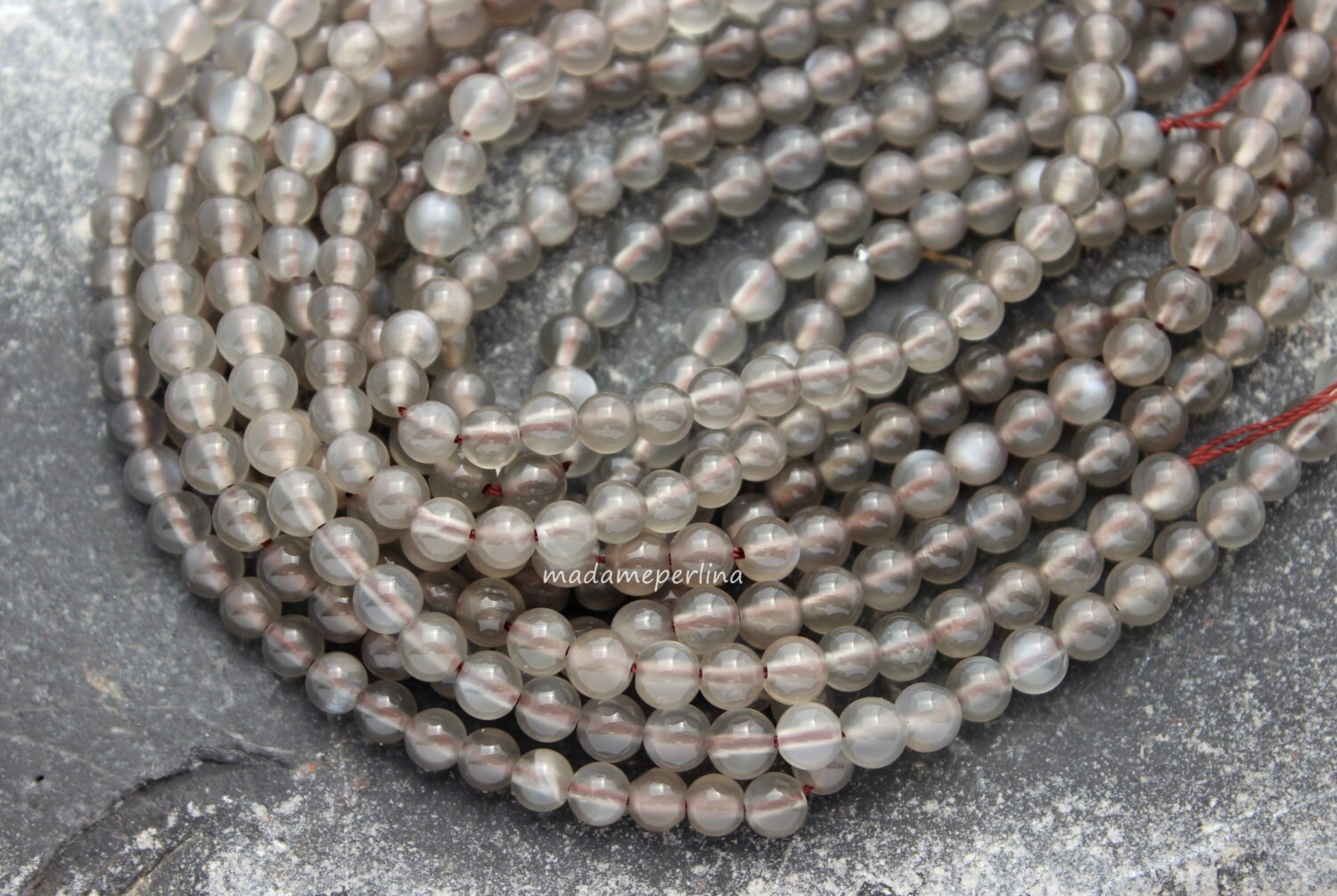 moonstone gemstone beads 15.5 inch grey brown by madameperlina