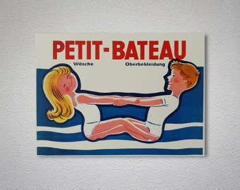 Petit Bateau Vintage Food&Drink Poster, 1950s - Poster Paper, Sticker or Canvas Print