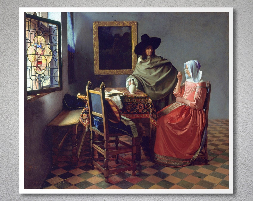 The Glass of Wine by Johannes Vermeer 1661 Poster by WallsNeed