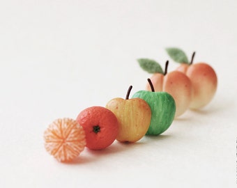 Juicy Fruit Earrings Post - Set of Earrings Post - Small Ear Studs - Food Jewelry - Vegan