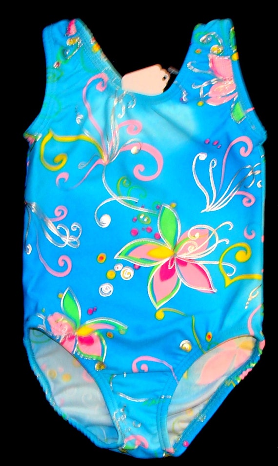 Gymnastics leotard Toddlers size 2T Pastle Blues with Pink