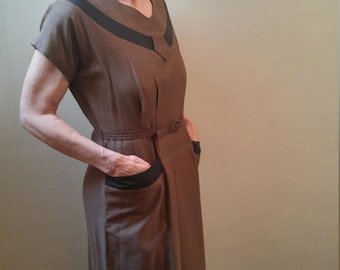Vintage 1950s secretary wiggle dress, medium to large, rayon blend