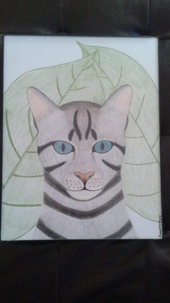 Grey Tabby Cat Drawing Art by DistinctSoulArt on Etsy