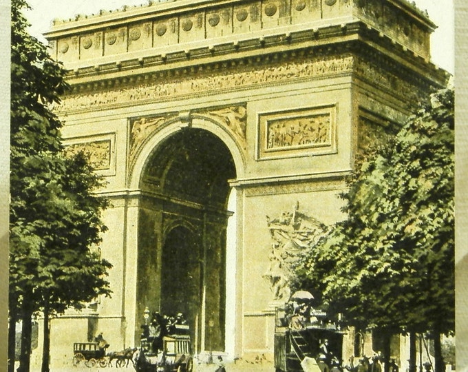 Antique French Postcard, Arch de Triomphe Posted in 1906 / French Vintage Decor/ Parisian Decor / Paris / Shabby ChateauChic/ French Vintage