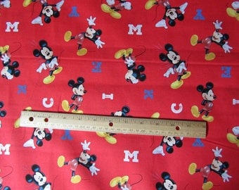 Red Mickey M Toss Cotton Fabric by the Yard
