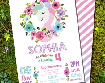 Unicorn Party Invitation - Glitter Unicorn Invitation - Instantly Download and Edit at home with Adobe Reader