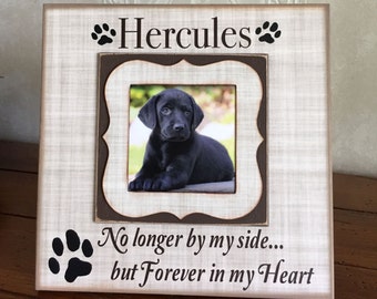 Pet Memorial Frame ~ Customized Dog Frame ~ Personalized Cat Frame ~ Pet Memory Photo Frame ~No Longer By My Side 8"x8" Picture Frame-