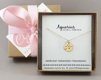 Aquarius Zodiac Necklace - Constellation Necklace - Gold Fill Necklace - Simple Jewelry - Astrology Necklace - Gold Jewelry - Gift for Her
