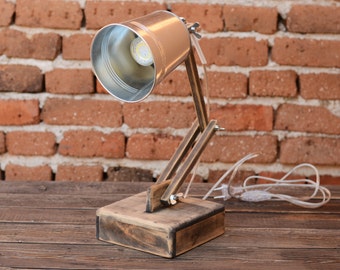Office lamp Wooden desk lamp Handcrafted gift Reading lamp Bürolampe Modern lamp