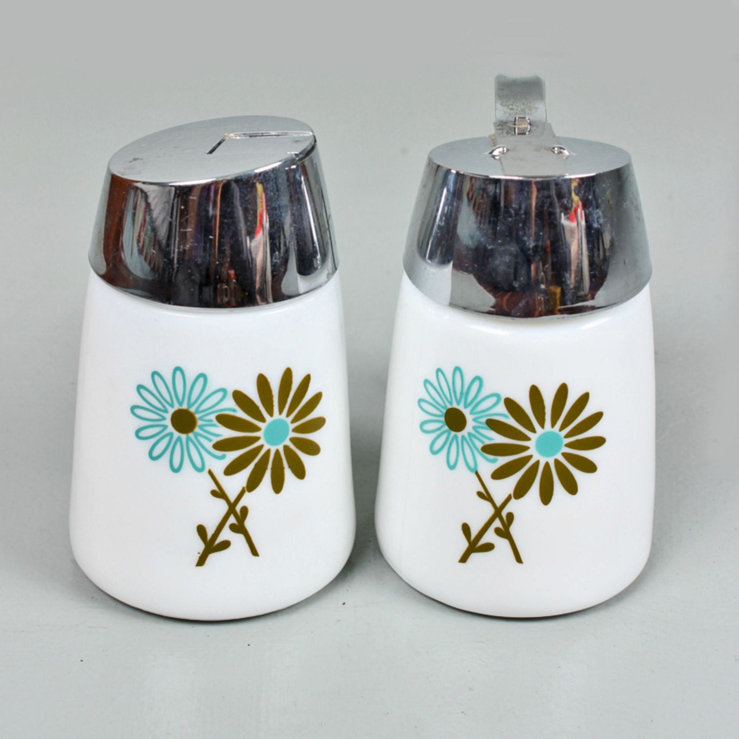 vintage 60’s Santa Barbara Calif Sugar Creamer Dispensers Set Mid Century Kitchen 1960’s milk
