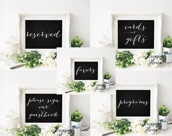 Printable Chalkboard Wedding Signs Bundle 5x7 Reserved Sign