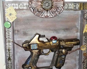 Steampunk gun shadow box