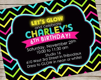 Glow in the Dark Invitation PIY file ~ Glow Birthday Party Invite ~ Glow Printable Digital File