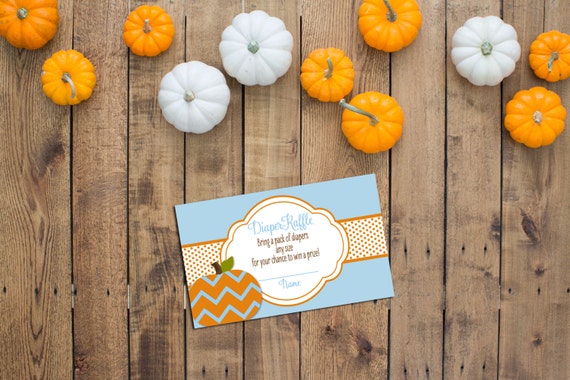 Little Pumpkin Diaper Raffle Tickets - Little Pumpkin Baby Shower - Blue and Orange - INSTANT DOWNLOAD - Printable Il_570xn