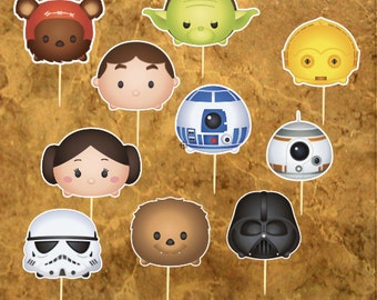 Star Wars Inspiration Cupcacke Toppers - Tsum Tsum Star Wars Cake Toppers - Wedding - Baby Shower