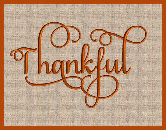 Word Thankful Thanksgiving Embroidery Design Fall Embroidery