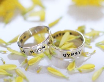 Hand Stamped Jewelry, Hand stamped Ring, Boho Ring, Customized Ring, Initials Ring, Personalised Rings, Sterling Silver Ring