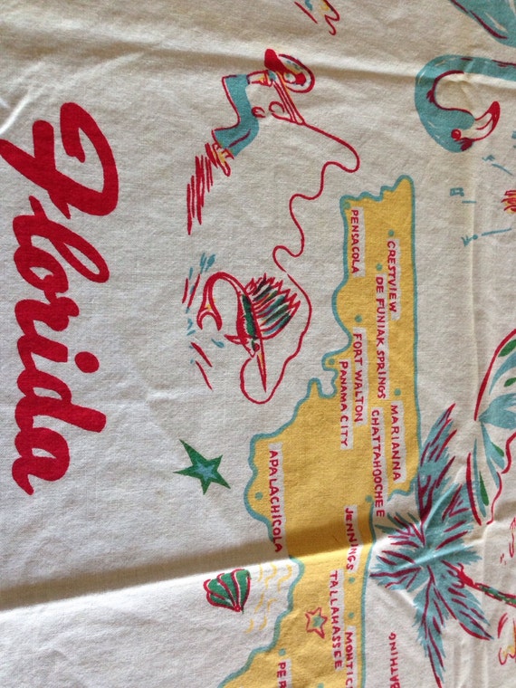 Vintage Florida Tablecloth-Florida Kitsch-State