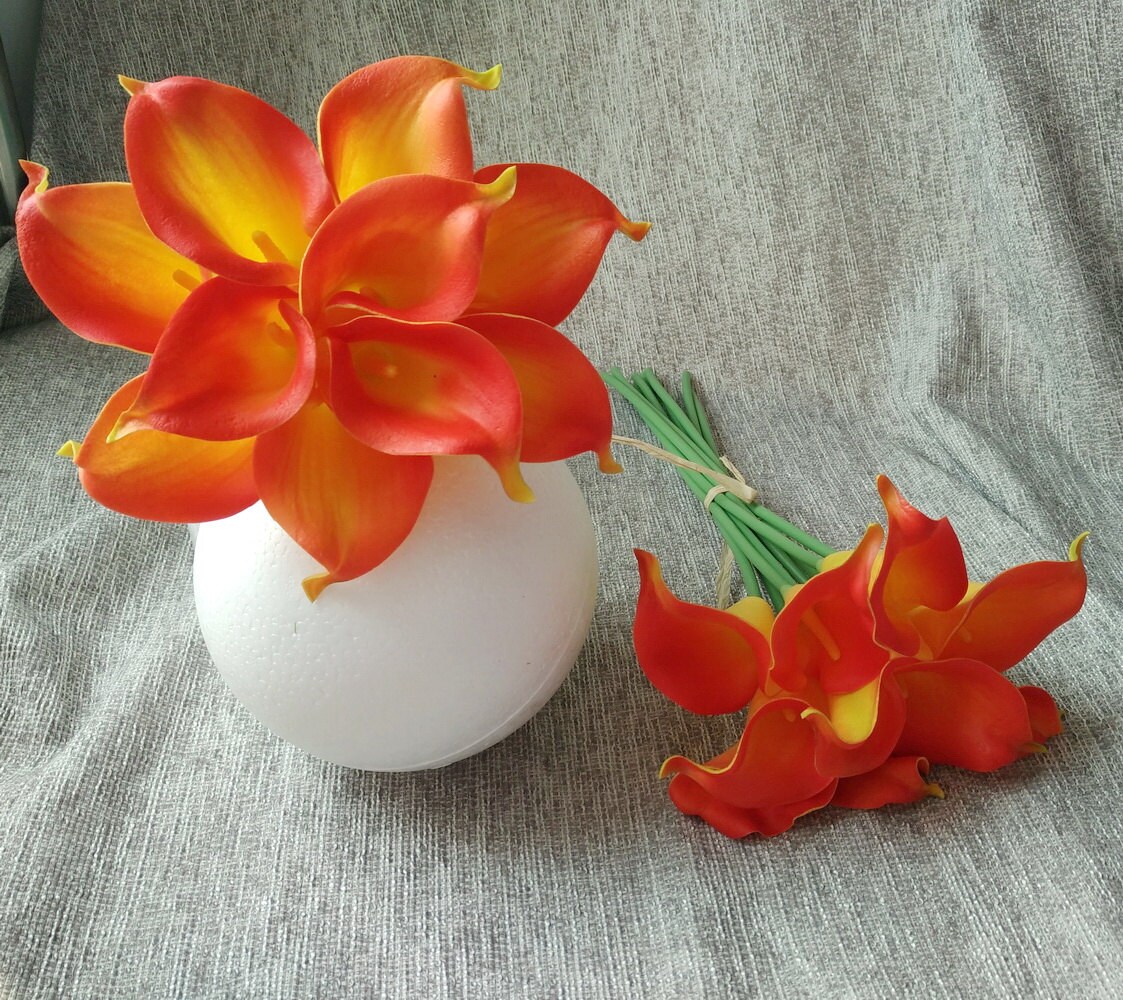 Wholesale Calla Lilies Orange Real Touch Calla Lily Bouquet