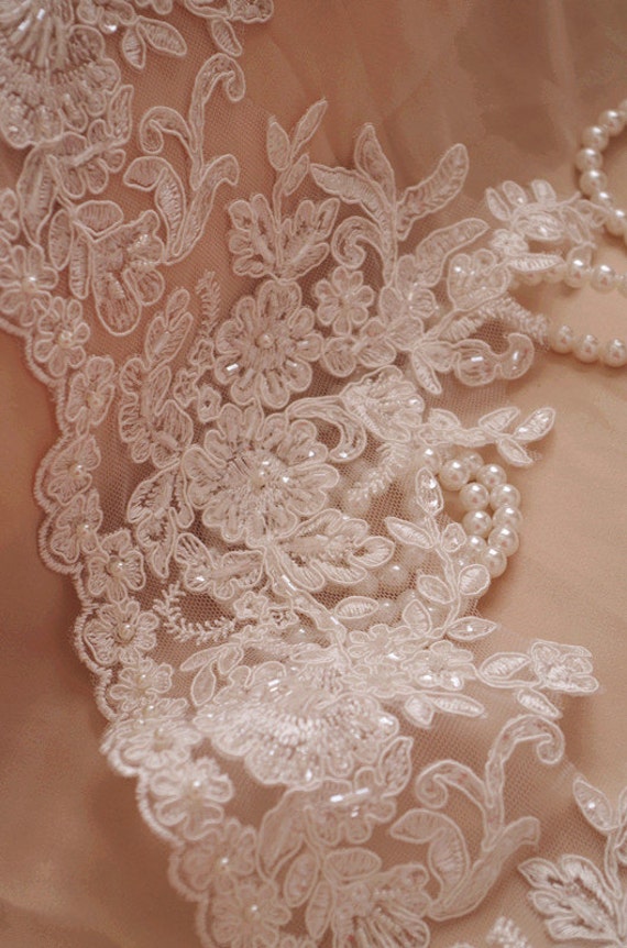 pearl beaded lace trim sequined lace trim super delicate
