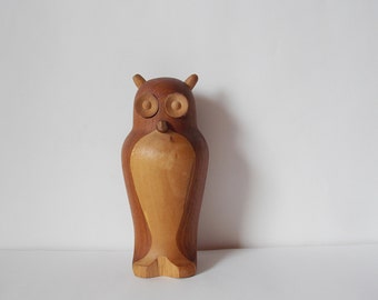 SALE Vintage Danish Wooden Owl Laurids Lonborg Style Wood Animal Statue Made in Denmark