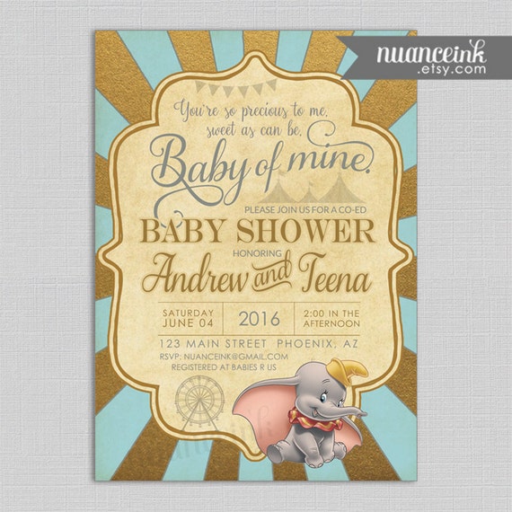 Dumbo Baby Invitations 6